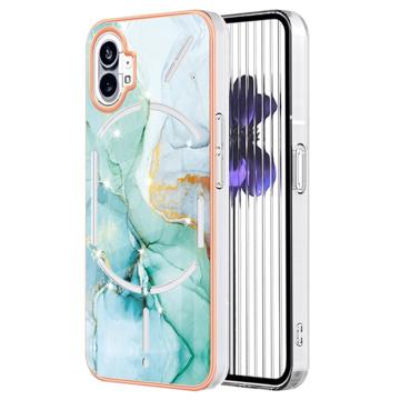 Marble Pattern Gegalvaniseerd IMD Nothing Phone (1) TPU Hoesje - Groen