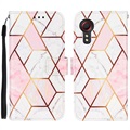 Marble Pattern Samsung Galaxy Xcover 5 Wallet Case - Roze / Wit