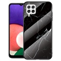 Marble Series Samsung Galaxy A22 4G Gehard Glas Cover - Zwart