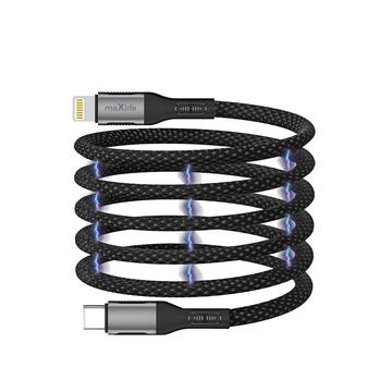 Maxlife MXUC-11 magnetische USB-C / Lightning-kabel - 1m, 27W - Zwart