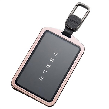 Tesla Sleutelkaart Metalen Houder met Karabijnhaak - Rose Gold