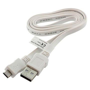 MicroUSB Flat Data Kabel - Wit - 0,95m