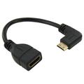 Mini HDMI naar HDMI haakse adapterkabel - 15cm