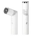 Mini-handventilator in de vorm van een lippenstift met digitaal display en led-verlichting - Wit
