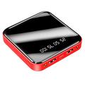 Mini-powerbank 10000mAh met twee USB-poorten en LCD-scherm - rood