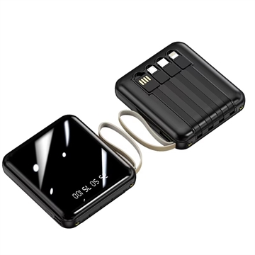 Mini Powerbank 20000mAh - 2x USB, Lightning, USB-C, MicroUSB - Zwart