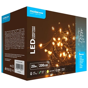 Modee C2004 kerstboomverlichting met 8 standen - 20m - Warm wit