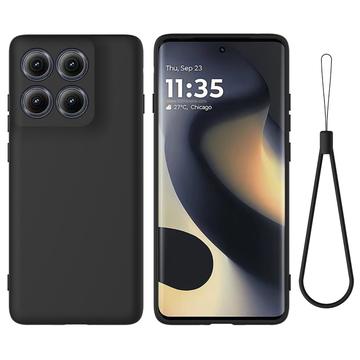 Motorola Edge (2025) Vloeibare siliconen hoesje met polsbandje - Zwart