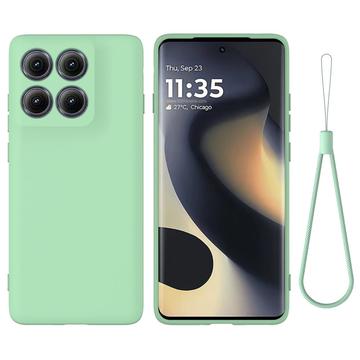 Motorola Edge (2025) Vloeibare siliconen hoesje met polsbandje - Groen