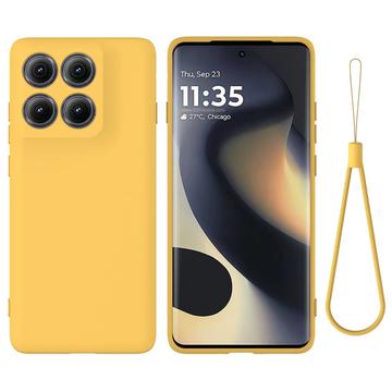 Motorola Edge (2025) Vloeibare siliconen hoesje met polsbandje - Geel