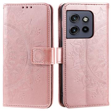 Motorola Edge 50 Neo Mandala Series Portemonnee-hoesje - Rose Gold