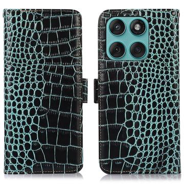 Motorola Edge 60 Fusion Crocodile Series Wallet Leren Hoesje met RFID - Groen
