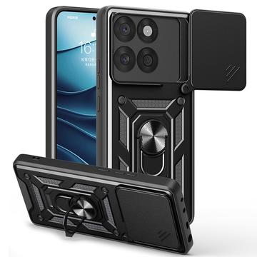 Motorola Edge 60 Fusion Roterende ring hybride hoesje met camera schild - Zwart