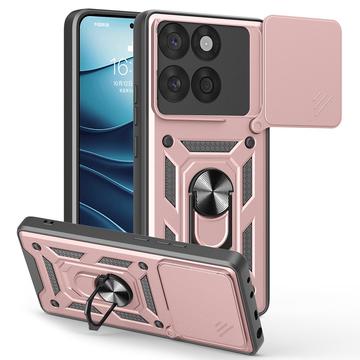 Motorola Edge 60 Fusion Roterende ring hybride hoesje met camera schild - Rose Gold