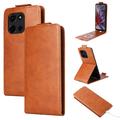 Motorola Edge 60 Fusion Verticale Flip Hoesje met Kaartsleuf - Bruin