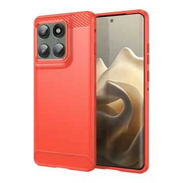 Motorola Edge 60 Pro/Edge (2025) Geborsteld TPU Hoesje - Koolstofvezel - Rood