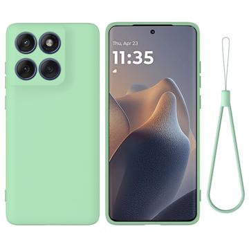 Motorola Edge 60 Pro Vloeibare siliconen hoesje met polsbandje - Groen