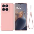 Motorola Edge 60 Pro Vloeibare siliconen hoesje met polsbandje - Roze