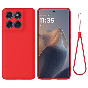 Motorola Edge 60 Pro Vloeibare siliconen hoesje met polsbandje - Rood