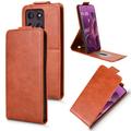 Motorola Edge 60 Pro Verticale Flip Hoesje met Standaard - Bruin