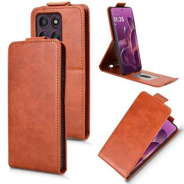 Motorola Edge 60 Pro Verticale Flip Hoesje met Standaard - Bruin