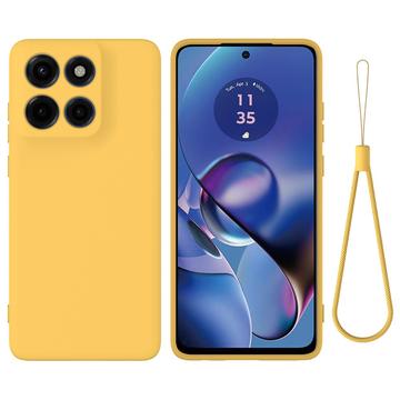Motorola Edge 60 Stylus Vloeibare siliconen hoesje met polsbandje - Geel