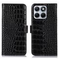 Motorola Edge 70 Fusion/70 Fusion+ Crocodile Series Wallet Leren Hoesje met RFID - Zwart