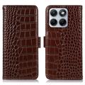 Motorola Edge 70 Fusion Crocodile Series Wallet Leren Hoesje met RFID - Bruin