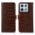 Motorola Edge 70 Max Crocodile Series Wallet Leren Hoesje met RFID - Bruin