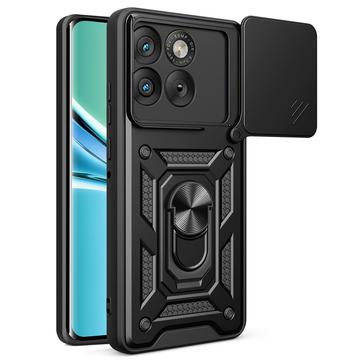 Motorola Edge 70 Roterende ring hybride hoesje met camera schild - Zwart