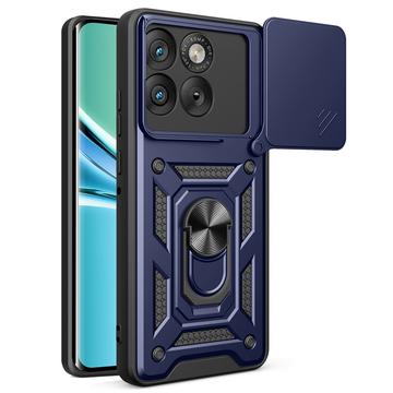Motorola Edge 70 Roterende ring hybride hoesje met camera schild - Blauw