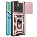 Motorola Edge 70 Roterende ring hybride hoesje met camera schild - Rose Gold