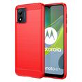 Motorola Moto E13 Geborsteld TPU Hoesje - Koolstofvezel - Rood