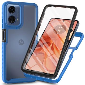 Motorola Moto E14/G24/G04/G04s 360 Bescherming Hoesje - Blauw / Doorzichtig