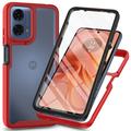 Motorola Moto E14/G24/G04/G04s 360 Bescherming Hoesje - Rood / Doorzichtig