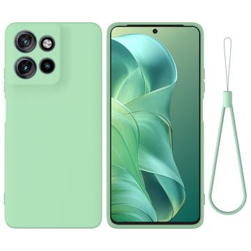 Motorola Moto G Power (2025) Vloeibare siliconen hoesje met polsbandje - Groen
