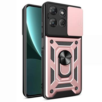 Motorola Moto G Power (2025) Roterende ring hybride hoesje met camera schild - Rose Gold