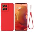 Motorola Moto G17 Power/G17/G15 Vloeibare siliconen hoesje met polsbandje - Rood