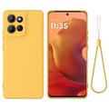 Motorola Moto G17 Power/G17/G15 Vloeibare siliconen hoesje met polsbandje - Geel