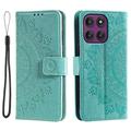 Motorola Moto G37/G47 Mandala-portemonneehoesje met polsbandje - Mintgroen