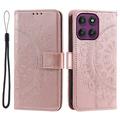 Motorola Moto G37/G47 Mandala-portemonneehoesje met polsbandje - Roze