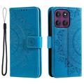 Motorola Moto G37 Power Mandala-portemonneehoesje met polsbandje - Blauw