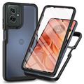Motorola Moto G55 360 Bescherming Hoesje - Zwart / Doorzichtig