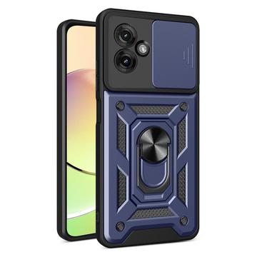 Motorola Moto G55 Hybride Hoesje met Roterende Ring en Cameraschild - Blauw