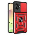 Motorola Moto G55 Hybride Hoesje met Roterende Ring en Cameraschild - Rood