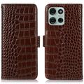 Motorola Moto G75 Crocodile Series Wallet Leren Hoesje met RFID