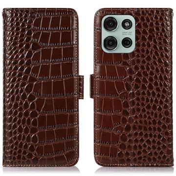 Motorola Moto G75 Crocodile Series Wallet Leren Hoesje met RFID
