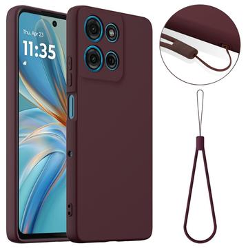 Motorola Moto G75 Liquid Siliconen Hoesje - MagSafe Compatibel - Wijnrood