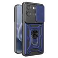 Motorola Moto G77/G67 Roterende ring hybride hoesje met camera schild - Blauw