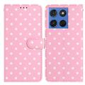 Motorola Moto G77/G67 Polka Dot-patroon Portemonnee Hoesje - Roze